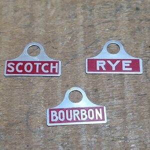 Vintage Decanter Tags Scotch - Rye - Bourbon - Bar Liquor Booze